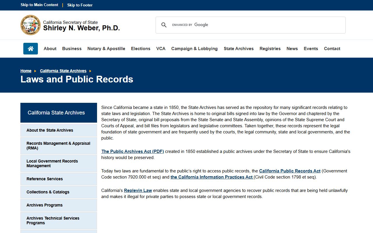 Marin County arrest records California public records law reference page