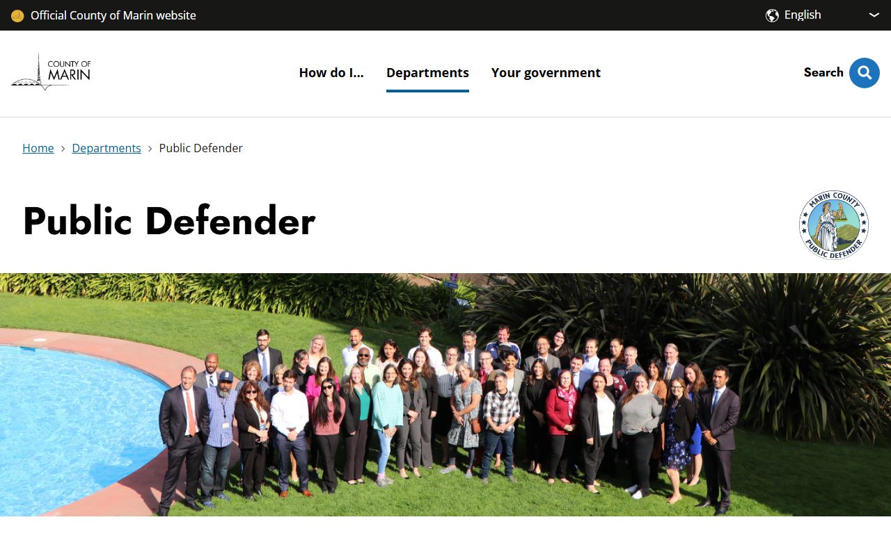 Marin County arrest records Public Defender office homepage