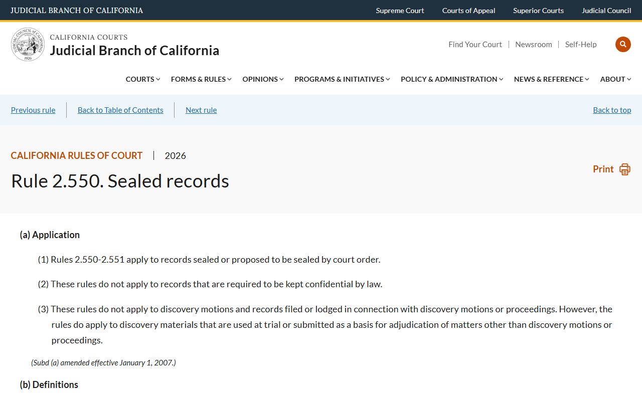 Marin County probate records California Rule of Court 2.550 sealed records page
